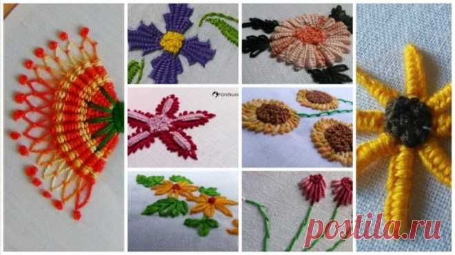 Embroidery Hand Stitches Tutorial Follow the step by step video instructions and Hand Stitches Tutorial flower. Simple embroidery designs suitable for baby things, Pillow cover, cover, salwars, T-shirts.. Also select from the adorable embroidery and appliqué designs pictured below