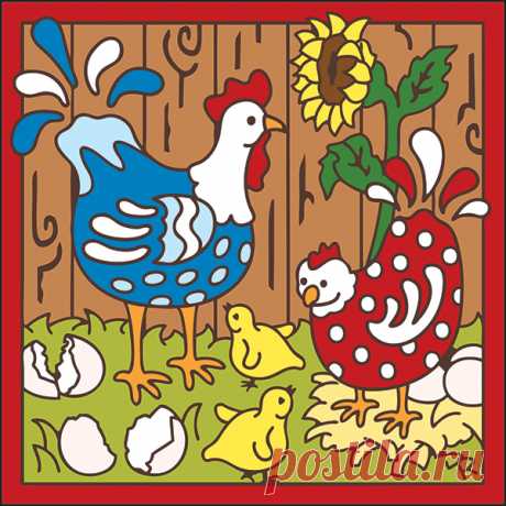 6x6 Tile Hen with Chicks Decorative Art Tile - Hand N Hand Designs