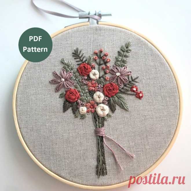 Flower Bouquet Embroidery Pattern Floral Embroidery Pattern | Etsy Moldova
