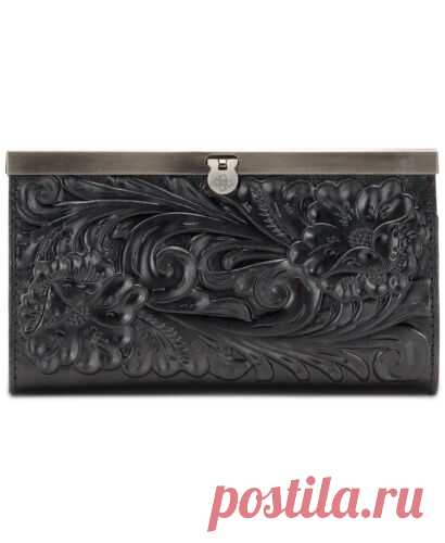 Patricia Nash Cauchy NWT Tooled BLACK Leather RFID Frame Wallet $119! | eBay
