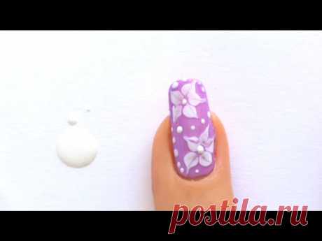 Как Нарисовать ЦВЕТОК на Ногтях / Floral Nail Art Tutorial / Цветочный дизайн ногтей иголкой