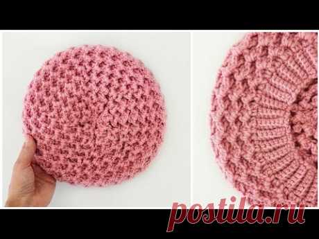 Вяжем красивый берет крючком на любой размер. Мастер-класс! 💙 Beautiful crochet beret
