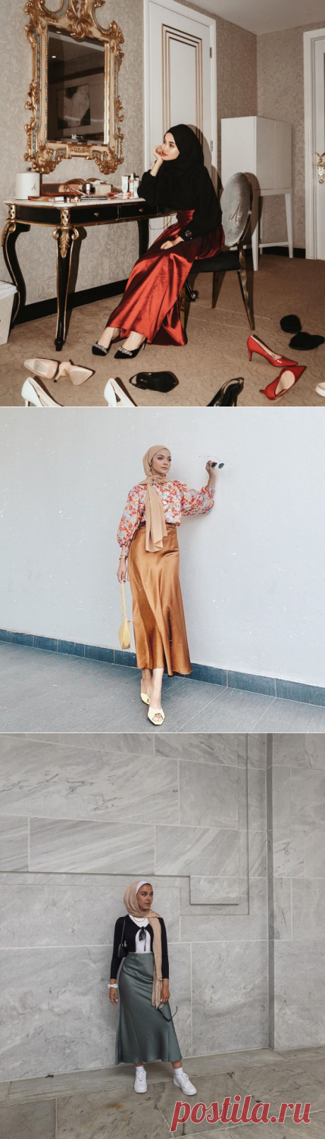 Flawless Looks Hijab Style Inspirations With Satin Skirt - Hijab-style.com