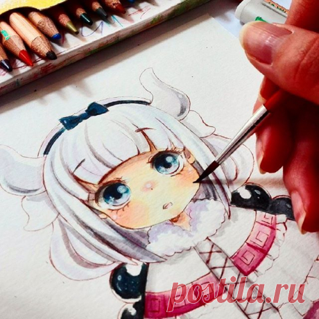 Have you already seen the speedpaint of this watercolor? She's Kanna from Maid Dragon and I love her so much! Would you like to see a drawing with Kanna and Tohru...? 🐉💕
.
.
.
#dragonmaid #kanna #maiddragon #kobayashisanchinomaiddragon #kannakamui #kannafanart #watercolor