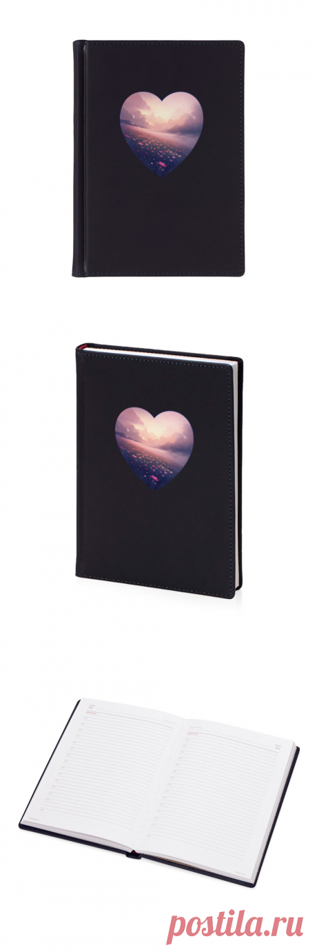 Ежедневник «Розовый пейзаж, сердце» цвет фиолетовый - дизайнер принта Anstey