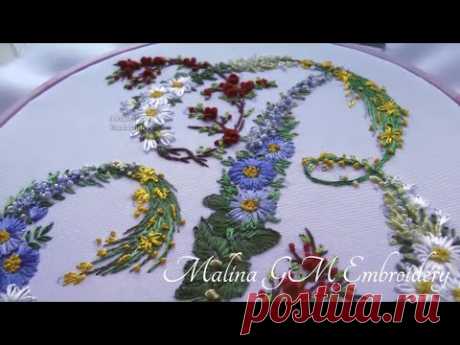 Embroidery: Floral letter "В"  @Elisabetta Sforza || Вышивка буквы В