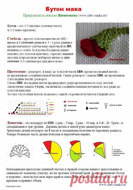 Мак крючком схема и описание: 19 вариантов выполнения цветка