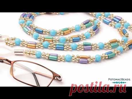 RounDuo &amp; Tubelet Eyeglass Holder - DIY Jewelry Making Tutorial by PotomacBeads