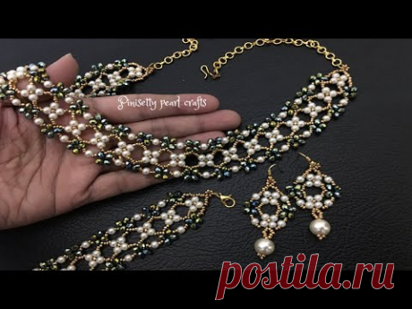 Trendy!! Designer Party Wear & Wedding Wear Necklace - DIY necklace set/@Pinisetty Pearl Crafts