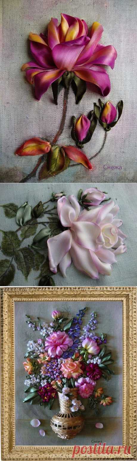 (+1) - Прекрасные розы Инессы Тимониной. Вышивка лентами | РУКОДЕЛИЕ