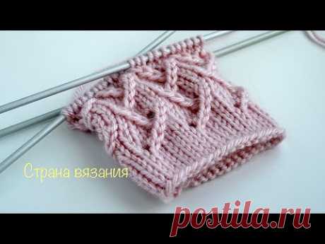 Узоры спицами. Узор «Елочка» для вязания по кругу. Herringbone pattern for knitting in a circle.