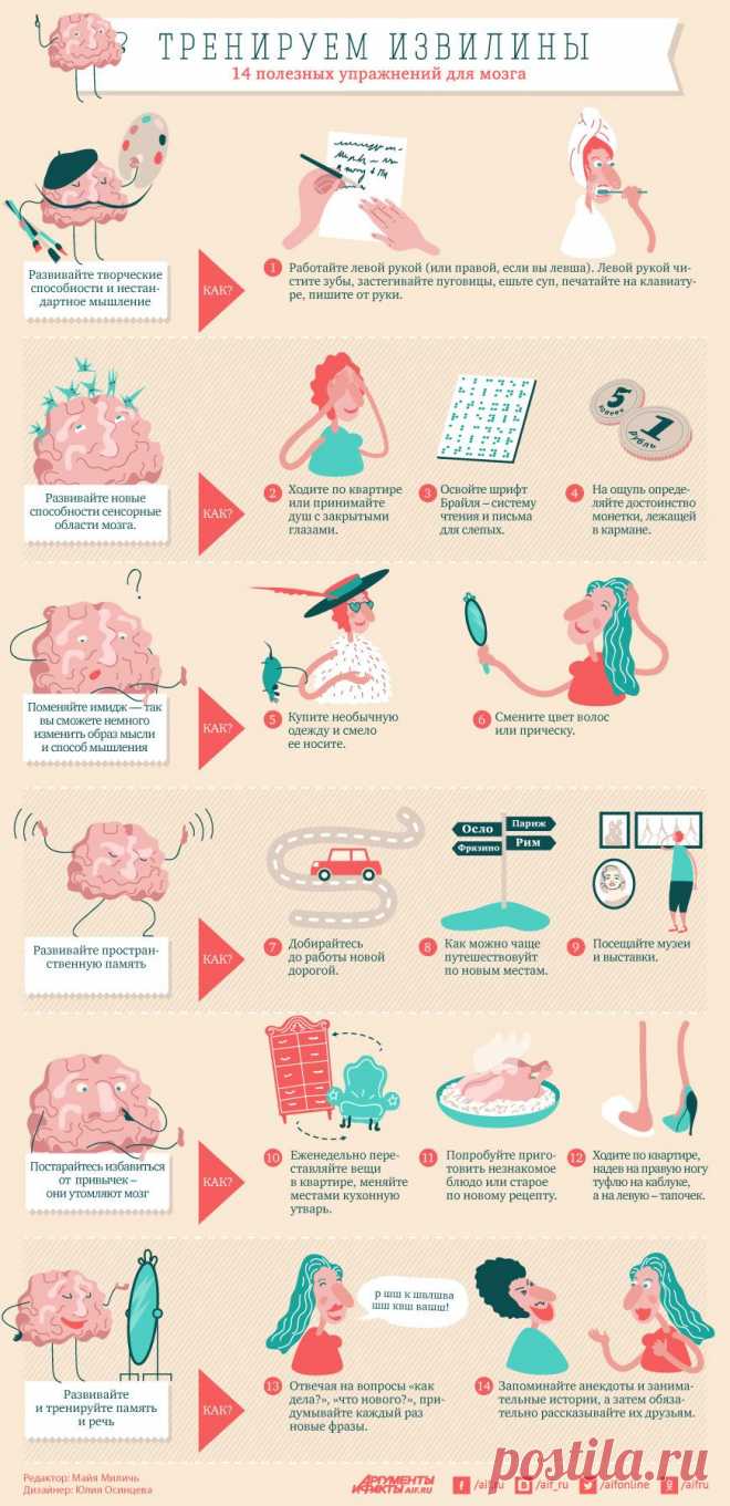 Тренируем извилины. 14 полезных упражнений для мозга | Полезные инструкции от aif.ru