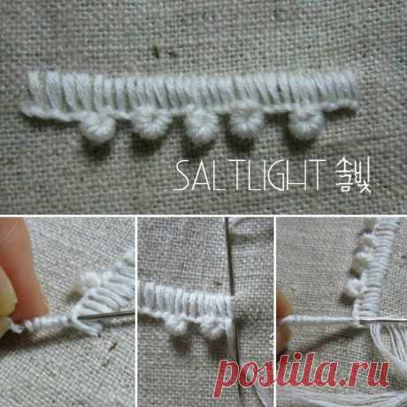 236 curtidas, 2 comentários - 소금빛 자수 (@saltlight_) no Instagram: “버튼홀앤드불리온피콧엣지 Buttonhole and bullion picot edge #소금빛자수 #자수기법 #버튼홀피콧 #손끝에서피는꽃과자수 #입… | Pinteres…