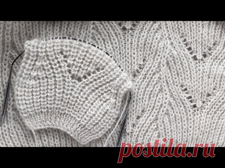 Шикарный двусторонний ажурный узор спицами на основе полупатентной резинки (+ схема) для свитеров