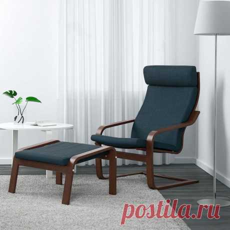 Кресло IKEA Poang Коричневый/Хилларед Темно-синий купить по низкой цене в Кишиневе и Молдове - BigShop.md