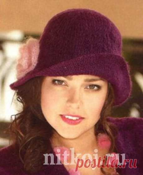 Фиолетовая шляпка спицами » Ниткой - вязаные вещи для вашего дома, вязание крючком, вязание спицами, схемы вязания