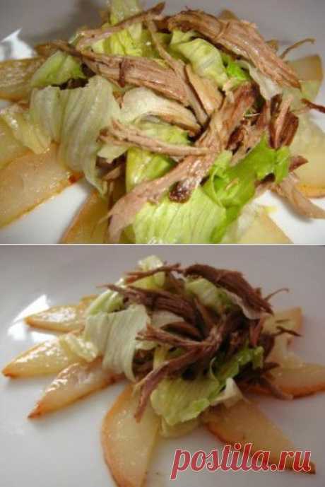 Теплый салат из мяса птицы и груши : Салаты