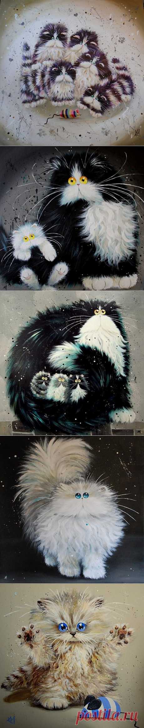 Забавные коты и кошки от Ким Хаскинс (20 картин)