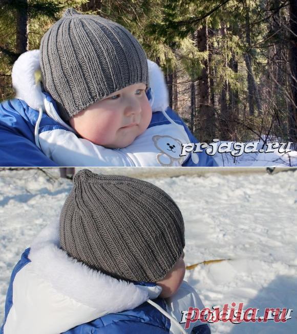 Самая легкая шапочка мальчику спицами (весна - осень) - описание + видео