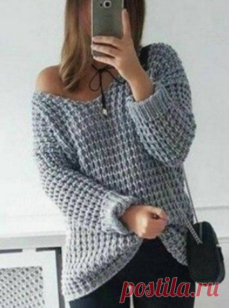 Крупный узор для вязания пуловера (УЗОРЫ СПИЦАМИ) | Журнал Вдохновение Рукодельницы