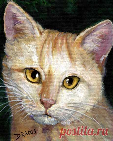 Light Yellow Tabby Cat by Dottie Dracos Light Yellow Tabby Cat Painting by Dottie Dracos