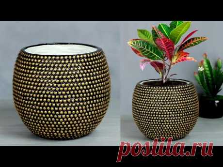 Easy Flower Vase making ||  Balloon tree pot || Vase decoration || paper flower vase indoor plants