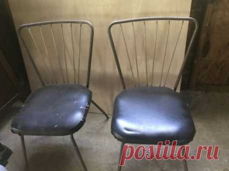 Set Of 2 vintage metal chairs - Diner Cafe Bistro Metal Chair With Padded Seats | eBay