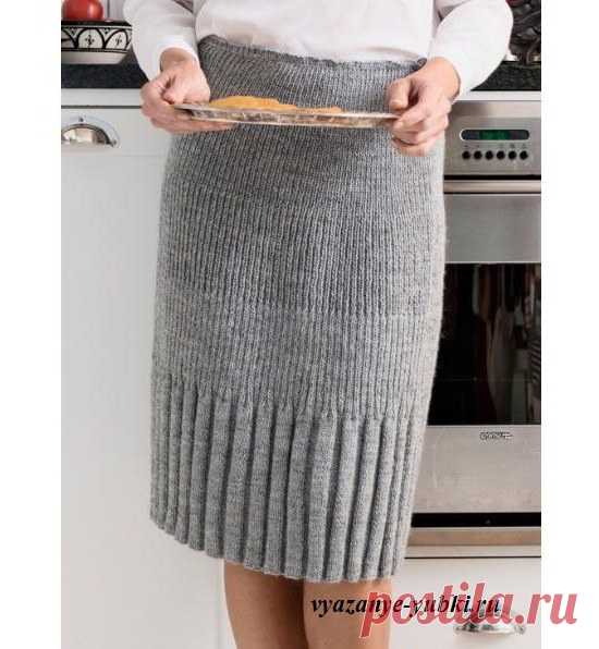 Вязаная юбка-карандаш спицами резинкой, описание вязания