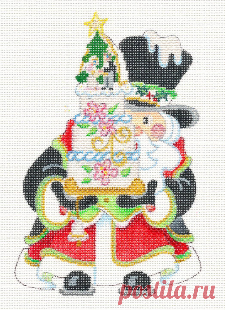 Strictly Christmas Wedding Cake Bride & Groom Santa handpaint Needlepoint Canvas | eBay