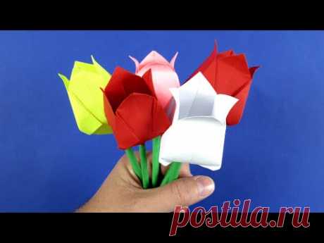 Красивейший тюльпан из бумаги - оригами цветок своими руками