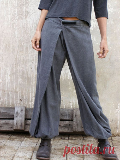 Уникальный серый женские брюки-оригами брюки/ 4 пути SHIHAR на Etsy