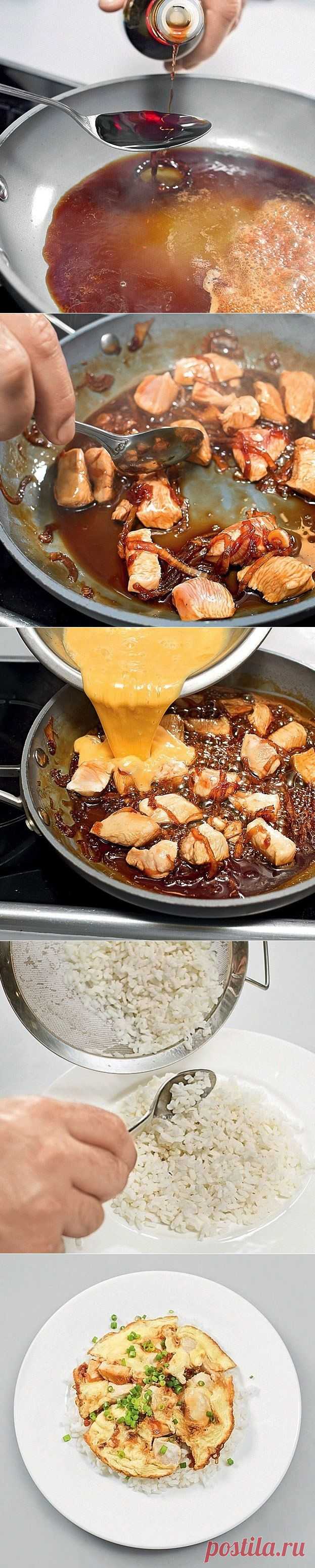 Как приготовить оякодон (японский омлет с рисом и курицей) - рецепт, ингридиенты и фотографии