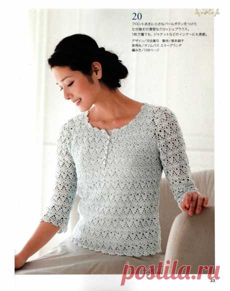 Openwork crochet blouse. Knitting openwork crochet blouse |