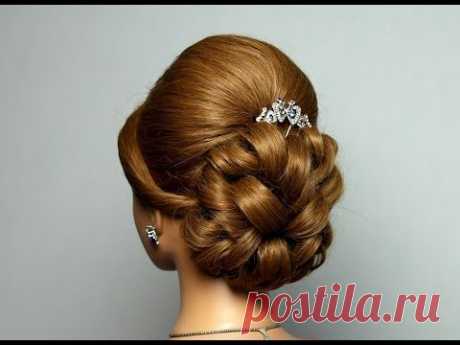 Wedding prom hairstyle for long hair. Bridal updo.
