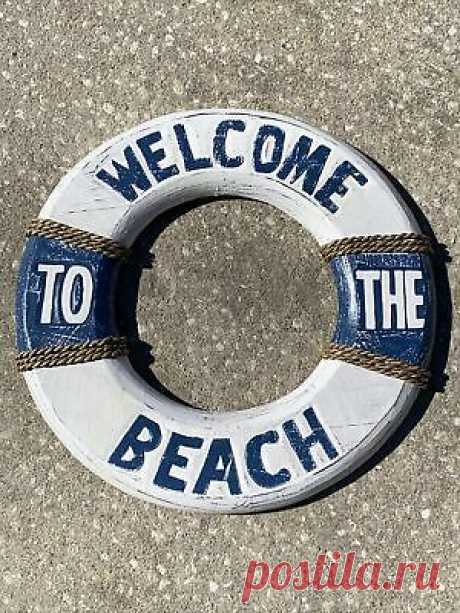WELCOME TO THE BEACH LIFE PERSERVER RING WALL ART TIKI BAR DECORATIONS  | eBay FOR INDOOR AND OUT DOOR USE.