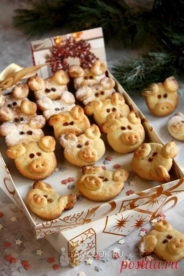Новогоднее песочное печенье Свинки — рецепт с фото пошагово
