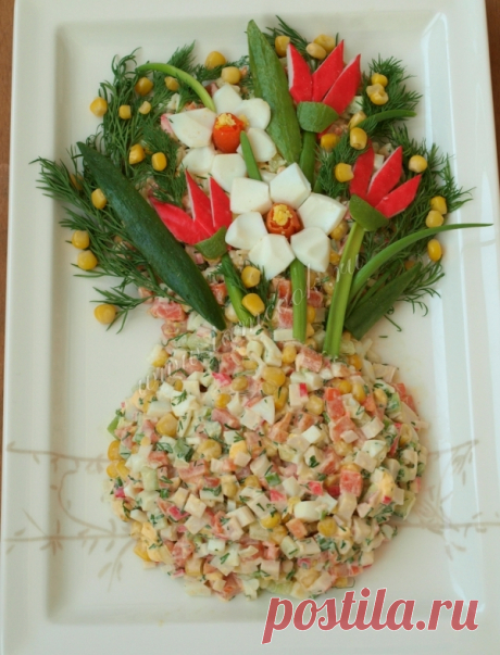 Салат на 8 марта «Ваза с цветами» — рецепт с фото пошагово. Как приготовить салат на 8 марта в виде вазы?