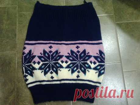 Теплая юбка с орнаментом.  Warm skirt with ornament.  Knitting