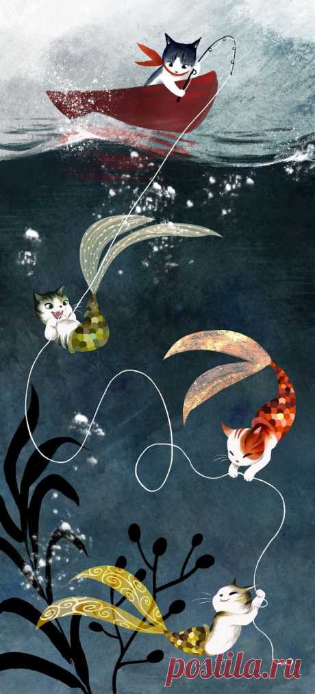 Catfish - Cute Fantasy Art Print
