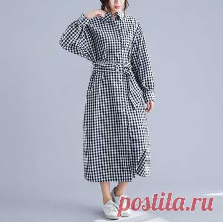Long Sleeve Cotton Big Size Loose Office Lady Vestidos Female Casual P - idetsnkf