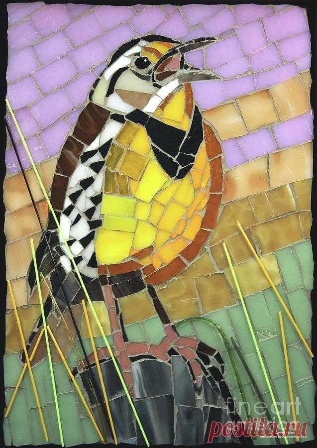 Meadowlark Glass Mosaic by Cynthie Fisher Meadowlark Glass Mosaic Painting by Cynthie Fisher