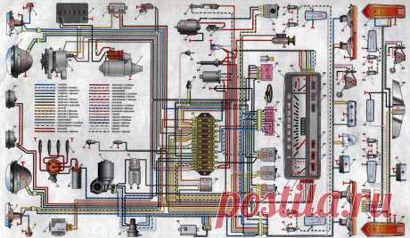Схема электрооборудования автомобиля ВАЗ-2101, ВАЗ-2102