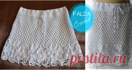 Bella Falda de Ganchillo con Patrones ⋆ Manualidades DIY Tejida a gancho fácil y rápido, esta falda a crochet es una…