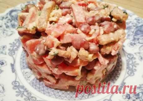 (3) Салат с фасолью, помидором, сыром и сухариками - пошаговый рецепт с фото. Автор рецепта 🌸 Таша 🌸 . - Cookpad