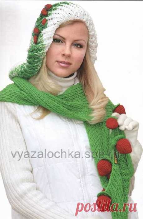 Вязаная шапка и свитер, джемпер пуловер-зима спицы, шарф перчатки митенки крючок - схема вязания, фото, описание