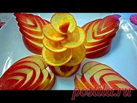 Украшения из яблока и апельсина. Как красиво оформить стол. Decorations of fruits