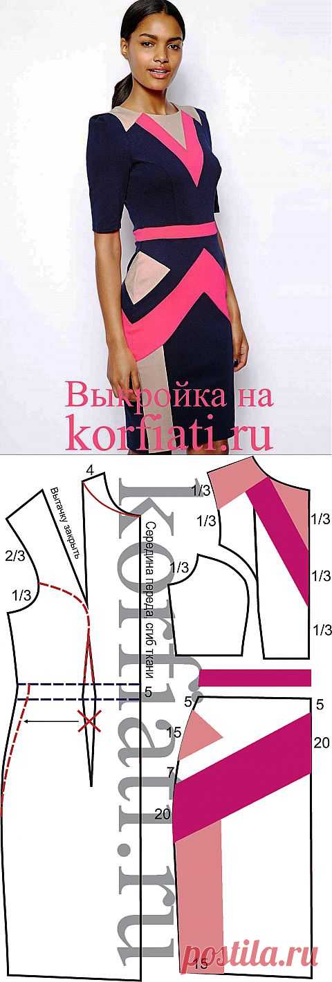 Выкройка прямого платья с коротким рукавом от Анастасии Корфиати