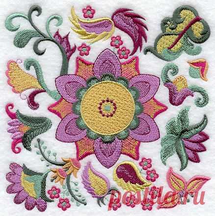 Machine Embroidery Designs at Embroidery Library! - Jacobean Floral Square