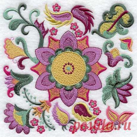 Machine Embroidery Designs at Embroidery Library! - Jacobean Floral Square