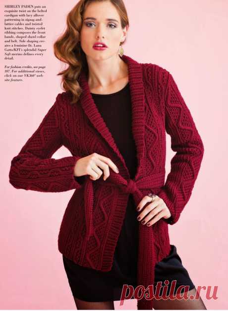 Вязание кардигана Belted, Vogue Holiday 2014